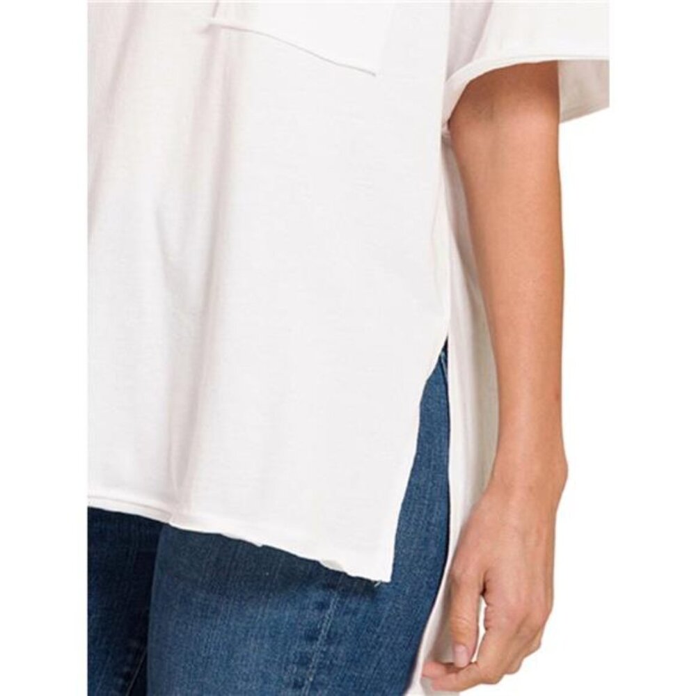 Zenana Front Pocket Raw Edge‎ Boyfriend Tee - Picture 3 of 3